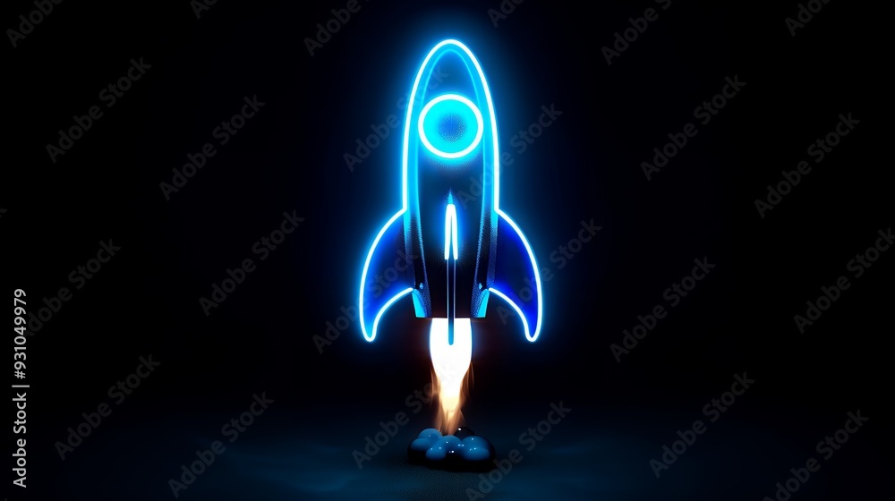 Wall mural digital rockets launch into outer space. boosting and taking off career concepts. abstract spaceship