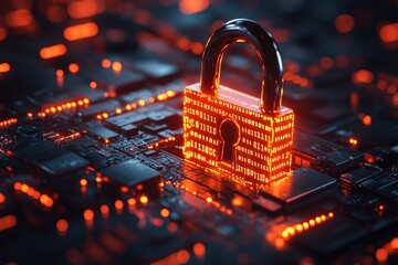 A glowing padlock surrounded by binary code symbol 1026 lock, padlock, security, protection, safety, key, computer, metal, safe, secure, internet, technology, steel, object, protect, closed, laptop, l