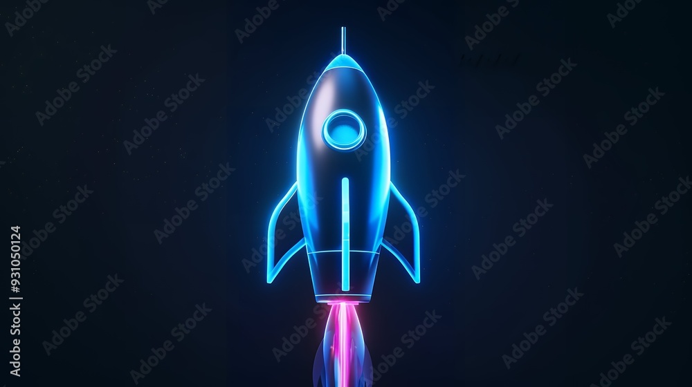 Wall mural digital rockets launch into outer space. boosting and taking off career concepts. abstract spaceship
