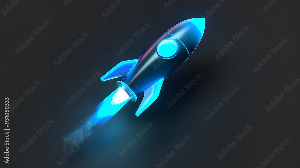 Wall mural digital rockets launch into outer space. boosting and taking off career concepts. abstract spaceship