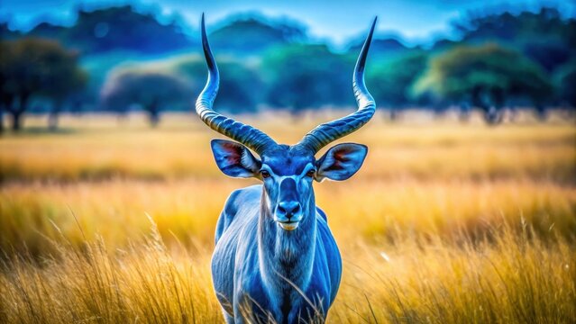 Image of a buey animal with large horns standing in a field , bull, cattle, livestock, agriculture, farm, rural, mammal
