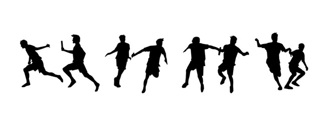 silhouette set of relay race. sports, running, athletics. vector illustration.