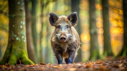 Close up of a wild boar in the forest , wild boar, forest, nature, wildlife, animal, mammal, untamed, outdoors, close up, foliage