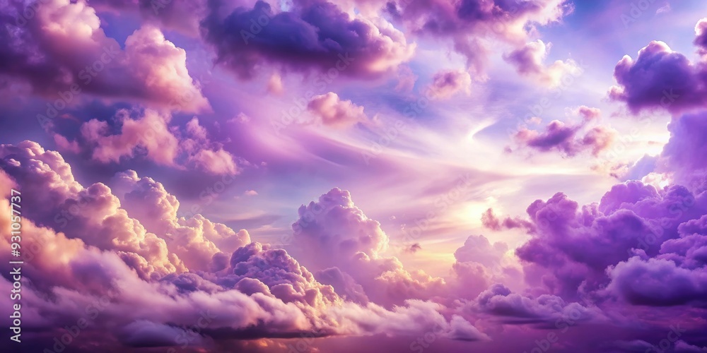 Poster Sky filled with purple clouds creating a dreamy and surreal atmosphere, purple clouds, sky, nature, dreamy, surreal