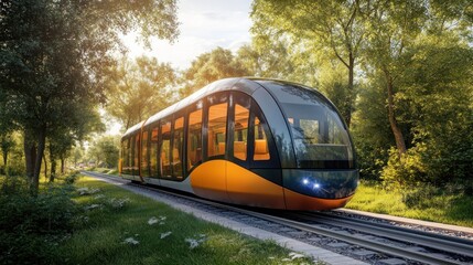 Fototapeta premium Modern Train Through Forest