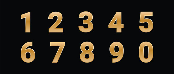 golden numbers symbol. from 0 to 9 vector illustration.