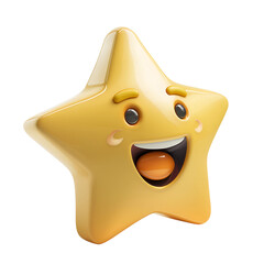 Star-struck emoji isolated on transparent background,rendered as a 3D emoticon with starry eyes,smile 3D stylized vector icon, Love concept, smiling mouth, Generative AI
