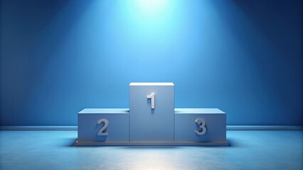 Winner podium on blue background, , winner, podium, blue, background,, success, victory, celebration, achievement, first place