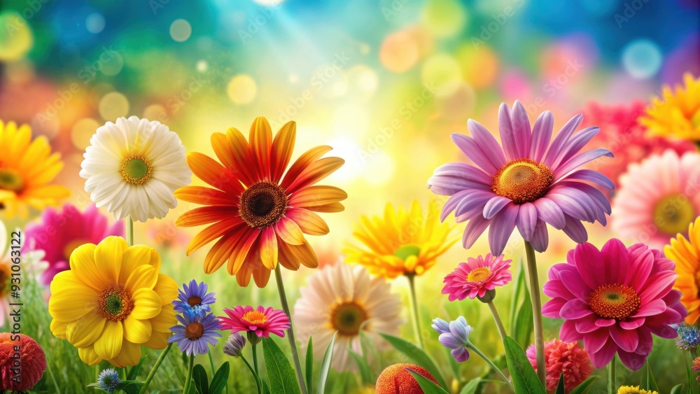 Poster Vibrant and colorful flower backgrounds perfect for spring or summer designs, Flowers, Blooms, Petals, Nature, Backgrounds