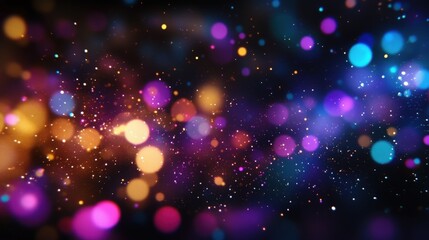 Vibrant bokeh lights create a dreamy and colorful abstract background, perfect for artistic designs or festive themes.