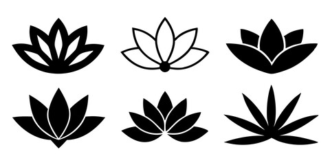 Set of silhouettes lotus flower icon logo design vector illustration