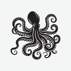 octopus silhouette vector art illustration 