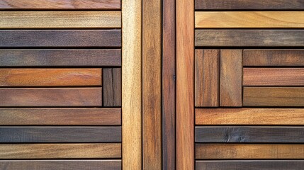 Wooden slats. Natural wood lath line arrange pattern texture background , ai