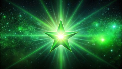 Naklejka premium Vibrant green star shining brightly in the night sky, celestial, space, astronomy, astrology, galaxy, cosmos, shining, bright