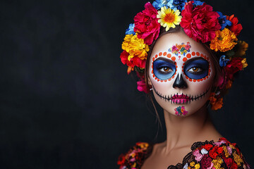 Beautiful women Halloween makeup, women Easter makeup