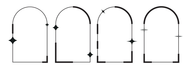 Minimalist aesthetic frame elements. Star and line decorative set of vector