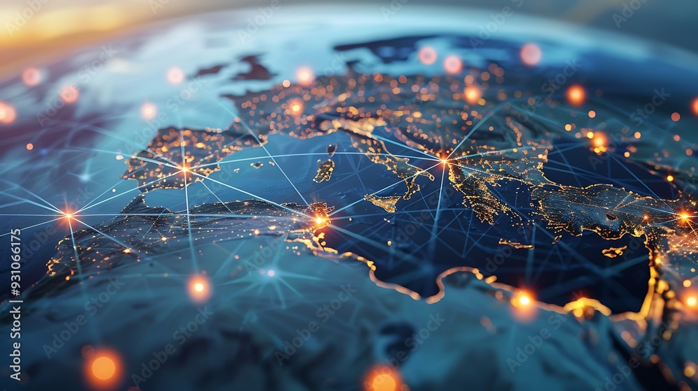 Poster visualization of the global network highlighting the interconnectedness of the world through data an