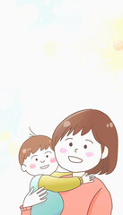 A smiling woman holding a young child in her arms