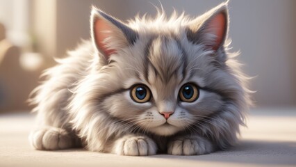 Fototapeta premium View of cute adorable kitten