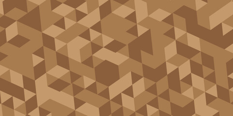 Abstract geometric brown background seamless mosaic and low polygon triangle texture wallpaper. Triangle shape retro wall grid pattern geometric ornament tile vector square element.