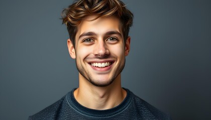 Fototapeta premium Smiling Young Man with Stylish Hair