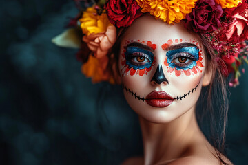 Beautiful women Halloween makeup, women Easter makeup