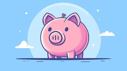 A Piggy bank finance growing wealth symbol sharp details flat design illustration