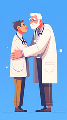 Obraz premium Medical communication scene between elderly doctors