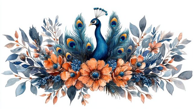 recommend clip art: Boho peacock wreath clipart decorated with peacock 553 flower, nature, decoration, floral, design, leaf, plant, christmas, vector, illustration, tree, spring, garden, flowers, bouquet, art, beauty, br