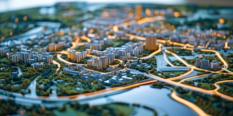 Obraz premium Close-up of a digital UI for modern urban design, featuring responsive controls, live infrastructure data, and advanced design tools