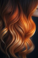 Close-up of Vibrant Wavy Hair with Auburn Highlights