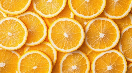 Fototapeta premium Orange slices forming a seamless background, captured from a top-down perspective