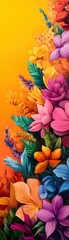 Vibrant floral arrangement with colorful blooms against a warm gradient background, perfect for nature-inspired designs.