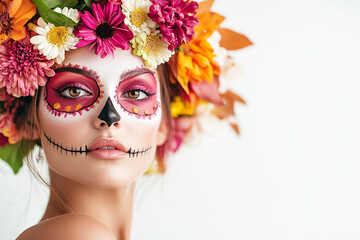 Fototapeta premium Halloween makeup for women, Easter makeup for women