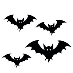 Fototapeta premium Halloween bats silhouette isolated on a white background, Halloween Vector illustration
