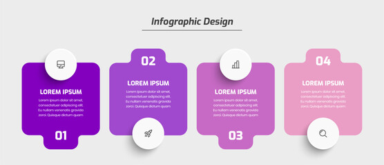 Business Infographic Template Creative Design with Circle Label Icon and 4 Number for Presentation