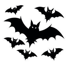 Halloween bats silhouette isolated on a white background, Halloween Vector illustration