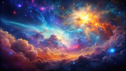 Naklejka premium Colorful galaxy cloud nebula against stary night cosmos background, space, universe, science, astronomy, supernova