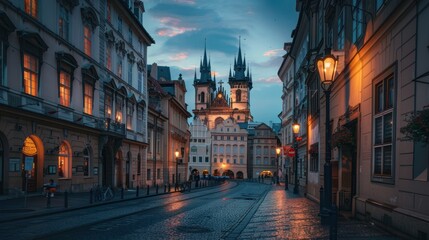 Fototapeta premium Prague Street at Twilight