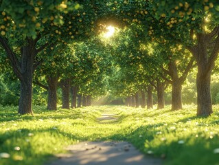 Obraz premium Hazelnut grove with trees full of ripe hazelnuts 3 205 tree, nature, trees, forest, park, grass, landscape, spring, summer, outdoor, path, autumn, garden, leaf, foliage, leaves, road, sky, meadow, cou