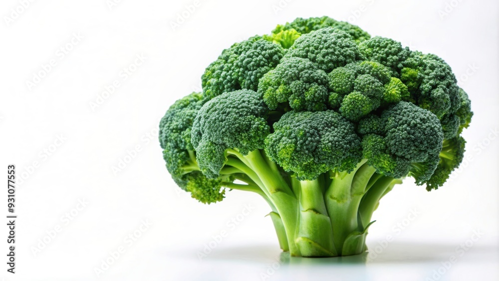 Canvas Prints Fresh green broccoli on a white background, vegetable, healthy, organic, nutrition, food, superfood, farm, vegetarian, cooking