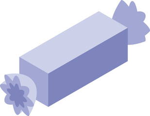 Purple candy bar wrapped in foil with a bow on each end