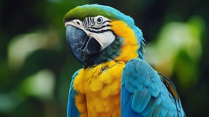 Fototapeta premium Close Up of a Vibrant Blue and Gold Macaw
