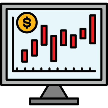 red chart on computer screen clip art preview