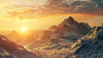 Naklejka premium Beautiful view of mountain landscape at sunset