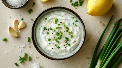 Creamy Garlic Dip with Fresh Herbs and Lemon