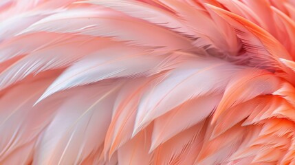 A close-up of a pink flamingo feather, showcasing its soft texture and vibrant color