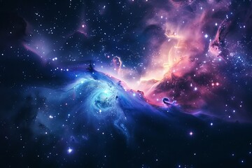 Abstract space background with nebula and galaxies