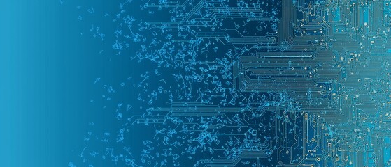 Electronic circuit patterns in blue, background, Generative AI