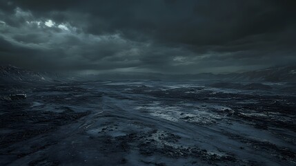 Obraz premium 58. A toxic sludge-covered wasteland with a dark, ominous sky